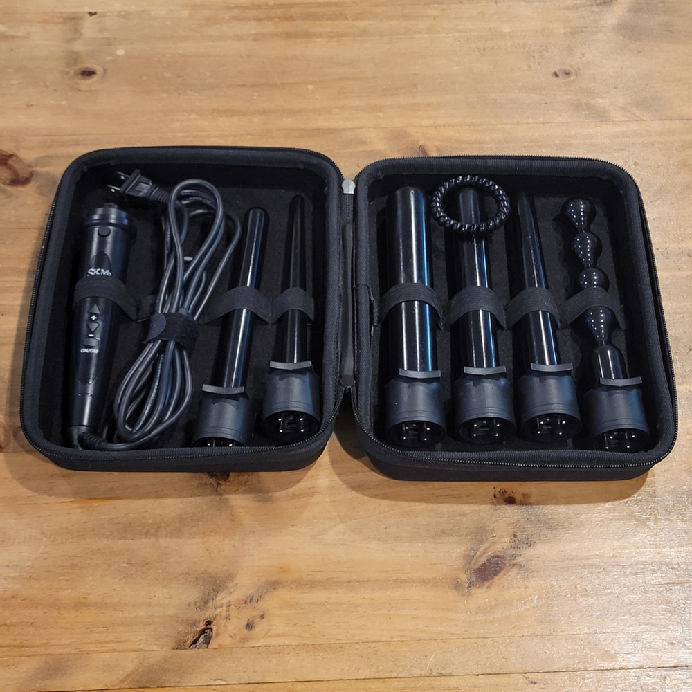 SKM Professional Skincare Makeup 8-in-1 Curling Wand Set Interchangeable Barrels